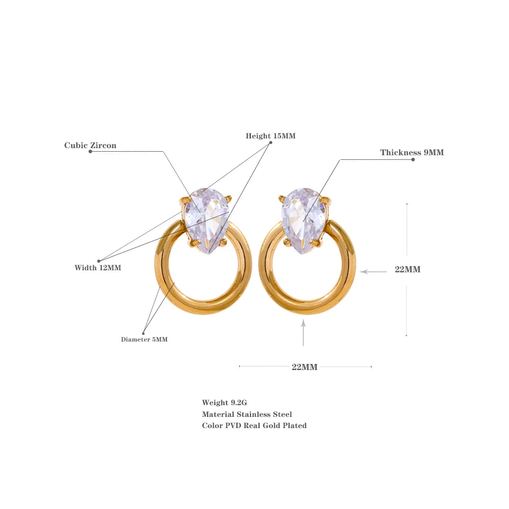 Moissanite Stud Earrings - Round Gold Plated Moissanite Stud Earrings - Round Gold Plated